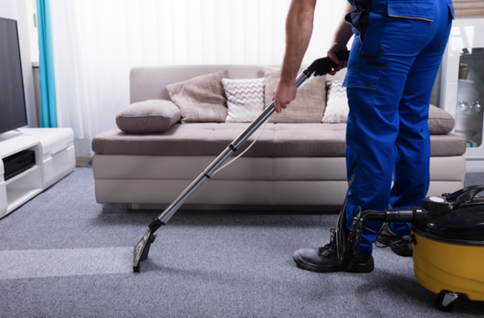 Photograph of a carpet cleaner cleaning carpet
