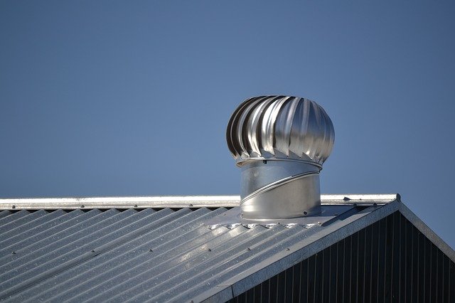 Photograph of a metal roof with flashing 